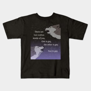 Two Wolves of Gayness Kids T-Shirt